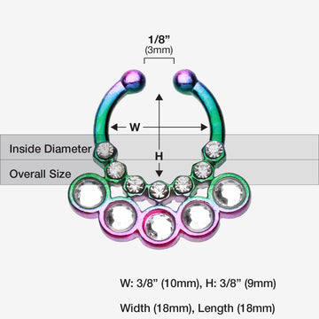 Colorline Aureole Gemina Sparkle Fake Septum Clip-On Ring-Rainbow/Clear
